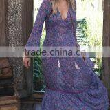 New Style Long Sleeve Chiffon Flirty V Neck Frock Design Maxi Dress Sexy Necked Women Picture HSd5175 thumbnail-2