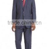 Blue And White Pinstriped Wool Two-Button Suit (SHT1109) thumbnail-1