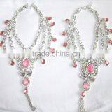 Silver Tone Pink Crystal Pearl Anklets Toe Ring Barefoot Sandal PAYAL thumbnail-1