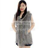 CX-G-B-69C Lastet Designs For Women Rabbit Fur Vest With Raccoon Coat thumbnail-5