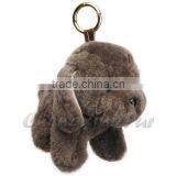 CX-R-53 Dog Shape Fashion Cheap Fancy Genuine Sheep Fur Tail Key Chain thumbnail-1
