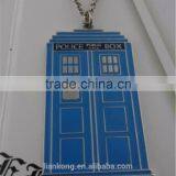 Punk Heavy Metal Fashion Doctor Who Box Blue Enamel 3D Tardis Blue Necklace thumbnail-1