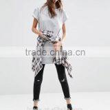 Manufactory Custom Logo Print Longline Short Sleeve Women T Shirt thumbnail-2