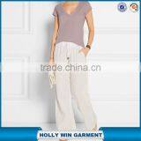 White 100% Cotton Wide-leg Sweatpants for Women