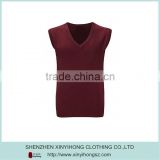 Autumn Red Color V-Neck Ladies Golf Wholesale Knitwear Without Sleeve