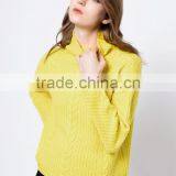Women's Winter Yellow Heavy Loose Turtleneck Cable Knit Sweater With Lowest Price thumbnail-2