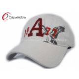 Stone Washed Heavy Cotton Twill Golf Baseball Hats With Printed Hawk Pattern