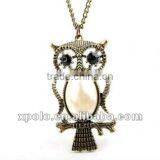 Korean Vintage Pearl Owl Alloy Chain Necklace Jewelry thumbnail-1