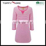 T056-3545RR OEM Stripe T Shirt Dress Raspberry thumbnail-1