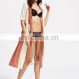 Chiffon Detail Drawstring Waist Crochet Kimono Fashion Kimono Pattern Beach Wear thumbnail-4