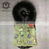 USA Super Big Fur Collar, Fashion Green Waistcoat Women Real Fur Vest for Men thumbnail-2