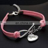 Trending Products Handmade Suede Leather Mom Charm Bracelet For Mother's Day Gift