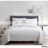 3pc Ultrasonic Embossed Solid Microfiber Queen King Size White Customized Wholesale Quilt Sets thumbnail-6