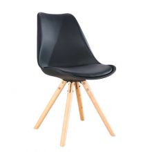 PU Leather Upholstered Dining Chair Solid Wood Legs