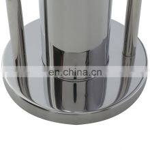 Silver Stainless Steel Round Design Standing Toilet Brush Rack and Toilet Tissue Holder thumbnail-5