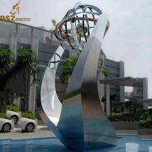 Stainless Steel Large Outdoor Water Fountains With Lights and Globe DZM-1413 thumbnail-2