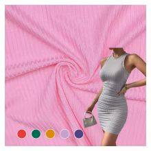 Soft Hot Selling Rayon Fabric Ribbed Material , Plain Dyed 95% Rayon 5% Spandex Knit Rib Fabric/ thumbnail-5