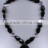 Fashion design gemstone necklace black agate tumbler faceted necklace jewelry