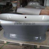 72" Traditional Free Standing Double Slipper Cast Iron Bath Tub With Plinth Grey thumbnail-1