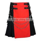 New stylish Red and black pleated kilt in Cotton