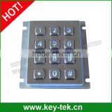 12 keys waterproof backlight keypad with rear panel mounting