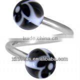 Black FUNKY FLOWER Spiral Twister Belly Ring& SBR Rings&cheap Ear Gauge Plugs thumbnail-1