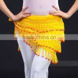 SWEGAL WHOLESALE yellow 4rows beautiful wrap skirt Belly dance hip scraf SGBDJ13035