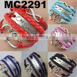 Cheap Personalised Braided Leather Rope Infinity One Direction Bracelets thumbnail-2