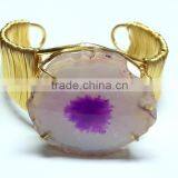 Purple Agate Druzy Vermeil Silver Bracelet, Designer Vermeil Druzy Semi Precious Bracelet, 925 Sterling Silver Designer Jewelry thumbnail-1