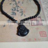 Female Black Nephrite Necklace With Buddharupa Pendant thumbnail-1