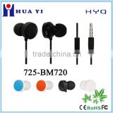 plastic round cable earphone black handsfree stereo earbud