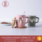 Handmade Cartoon Bear Pink Color 350 ml Ceramic Coffee Mugs thumbnail-1