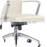 Simple Design High Back White Leather Office Chair Chrome Arms White Leather thumbnail-6