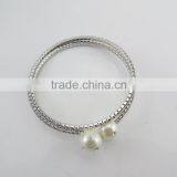Wholesale cheap 2 row double pearl cuff stretch bracelet