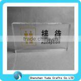 Transparent Reception Sign Block Acrylic Door Nameplates Block Hotel Sign Block