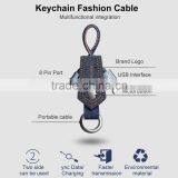 0.2M VOXLINK 5V 1A Gift Type Denim Key Chain USB Cable Charger Micro USB Data Cable for Xiaomi Samsung thumbnail-4