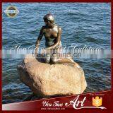 Seaside Sitting Bronze Mermaid Statue thumbnail-1