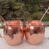MOSCOW MULE MUGS With Straw/ Copper Mug With Copper Straw/ SOLID COPPER MUGS MANUFACTURER INDIA thumbnail-5