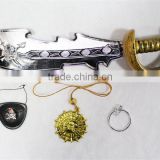 plastic pirate sword with eye patch earring and badge for kid toy