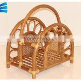 Rattan Wicker Magazine Newspaper Rack Holder With Handle thumbnail-1
