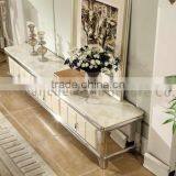 Dining Room White TV Stand Marble Top thumbnail-1