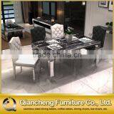 Modern Hot Sale Marble Top Stainless Steel Frame Dining Table Set With 6 Seater thumbnail-3