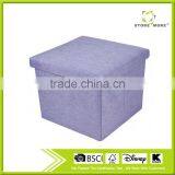 Collapsible Storage Ottoman Cube Foot Rest Stool Comfy Linen-like Fabric Lift Off Top thumbnail-4