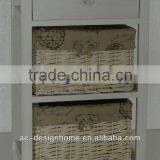 WICKER STORAGE CABINET W/1 WOODEN DRAWER & 2 WILLOW STORAGES thumbnail-1