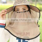 Korean Edition Sun Hat Hat Female Summer Lace Protection of Neck Neck Eaves Sunscreen Caps ms Outdoor Cycling Caps thumbnail-2