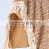New Arrival Ladies Fashion Design Elegant Winter/Autumn Tan Colour Dolman/ Cape/Shawl Coat With Fringing and Beading for Women thumbnail-6