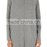 OEM Service Outdoor Winter 100% Wool Grey Long Hooded Wool Coats thumbnail-1