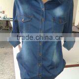 Ladies 2014 Fashion Best Quality Ladies Jeans Shirts, Women Style Blue Jean Shirts, thumbnail-1