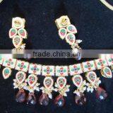 Hi Quality KUNDAN VILANDI Pearl Meenakari Necklace EARRING Set thumbnail-3