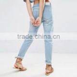 Custom Stone Wash Ladies Jeans Top Design Ripped Jeans Women thumbnail-3